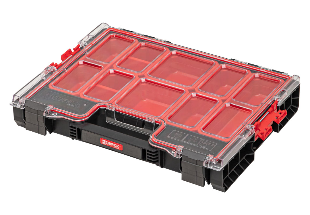 Qbrick System Werkzeugkoffer Werkzeugkasten Leer Werkzeugkiste PRO Organizer 200 Schwarz Rot 452 x 3