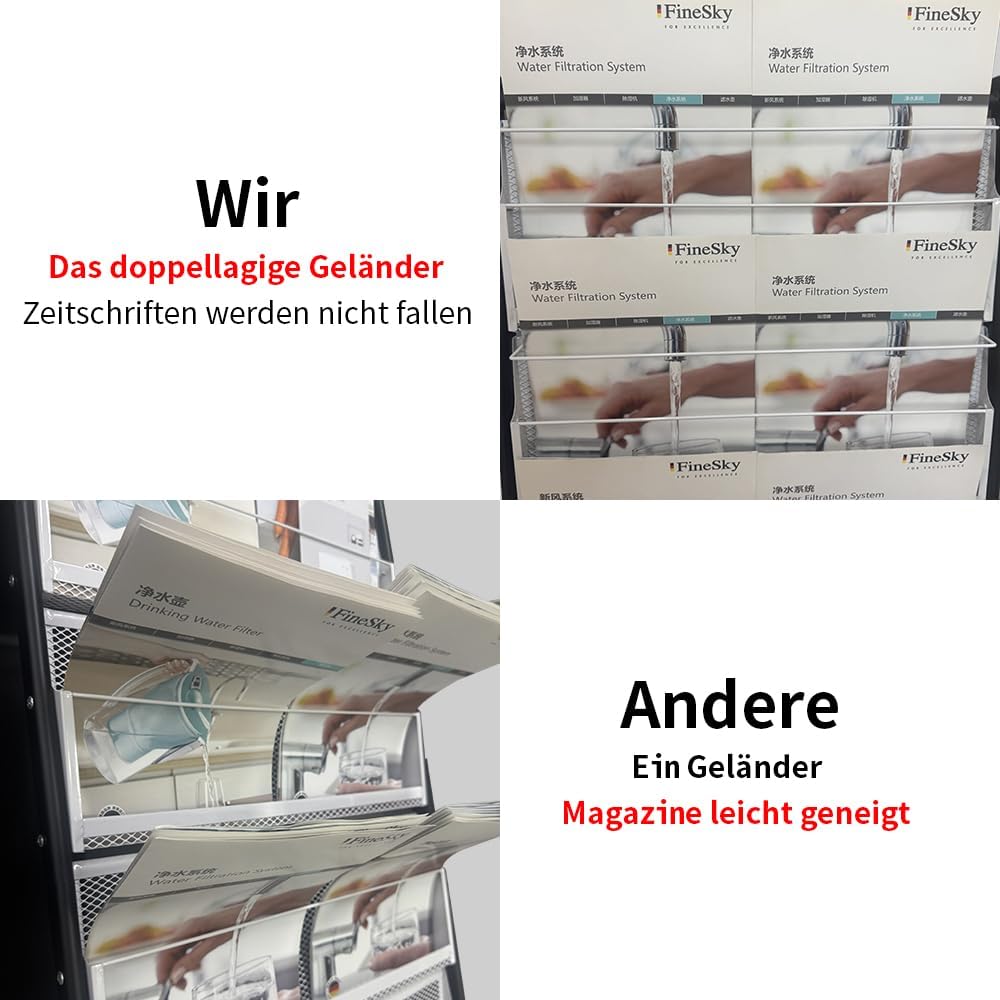 BPT Magazinregale Prospektständer Boden für Broschüren, Prospekthalter, Format A4, Eisen-Bücherregal