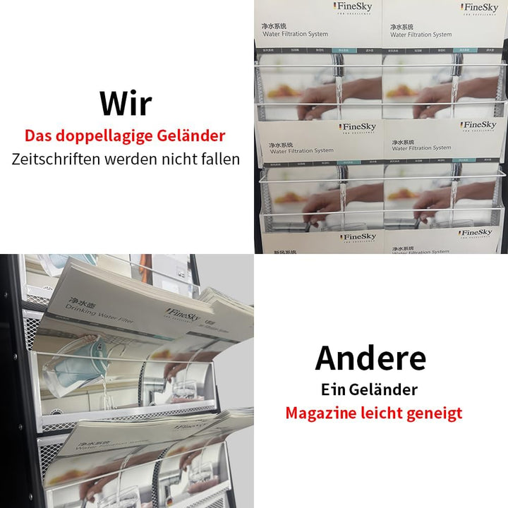 BPT Magazinregale Prospektständer Boden für Broschüren, Prospekthalter, Format A4, Eisen-Bücherregal