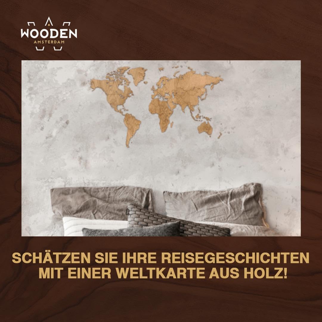 MiMi Innovations Luxuriöse Weltkarte aus Hochwertig Holz - Weltkarte Wand/Wanddekoration/Holzdekorat