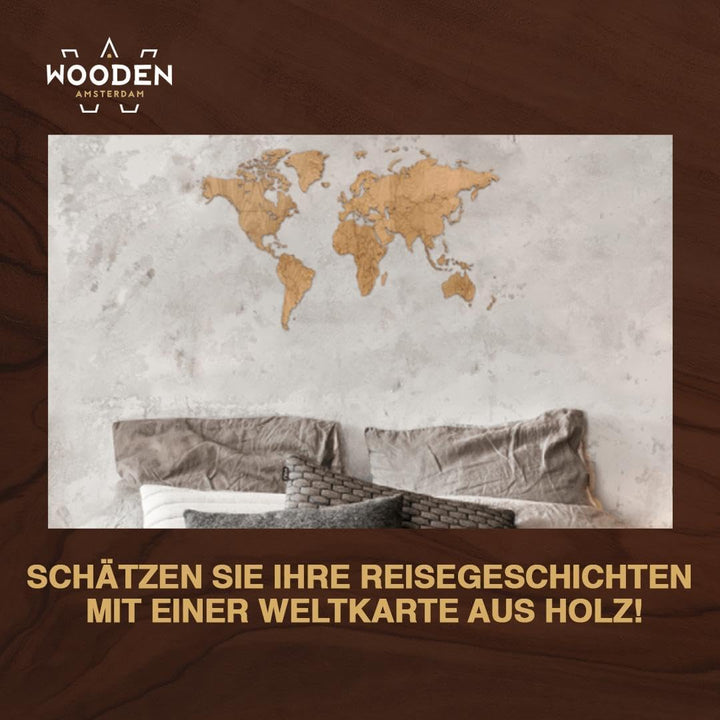 MiMi Innovations Luxuriöse Weltkarte aus Hochwertig Holz - Weltkarte Wand/Wanddekoration/Holzdekorat