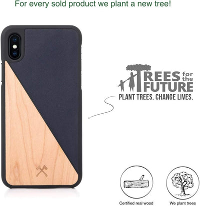 Woodcessories - Hülle kompatibel mit iPhone XS Max aus Echtholz - EcoSplit Case (Ahorn/Blau) Ahorn /