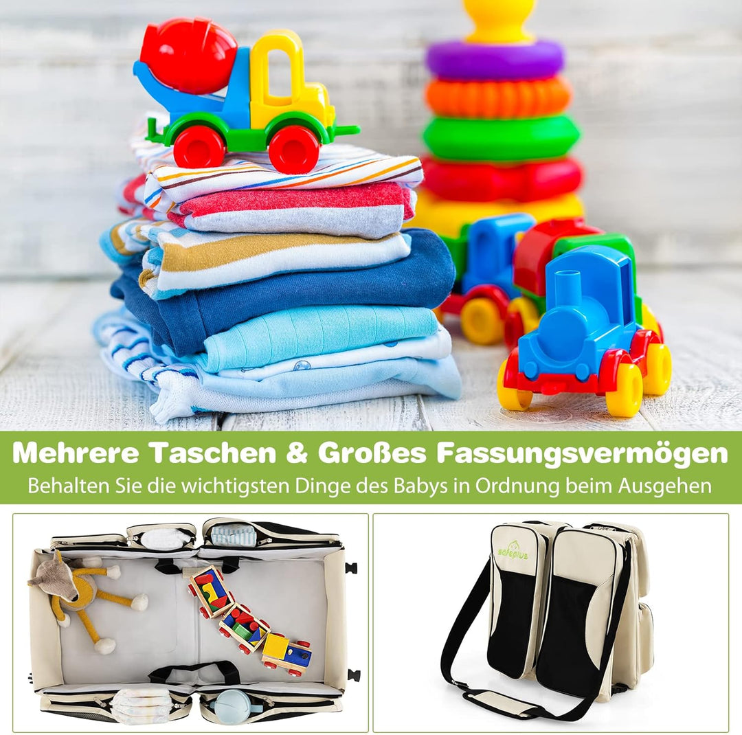 COSTWAY 3-in-1-Wickeltasche, tragbare Baby-Reisetasche mit Wickelunterlage, Kinderwagengurte, isolie