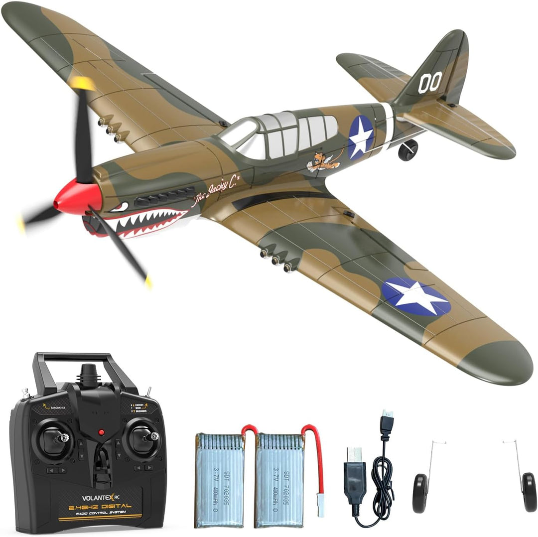VOLANTEXRC RC Flugzeug P40, RC Plane 2,4 GHz ferngesteuertes Flugzeug RTF mit 2 Batterien, 6 Achsen