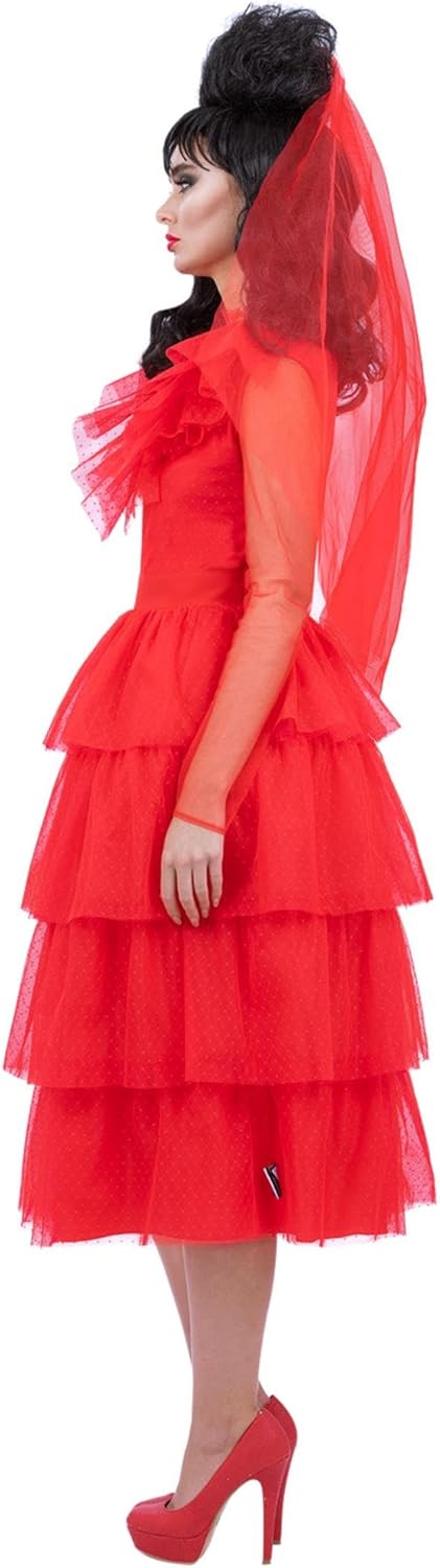 Smiffys 81007 Beetlejuice Lydia Braut Kostüm Damen Rot Medium (UK 12-14), Medium (UK 12-14)