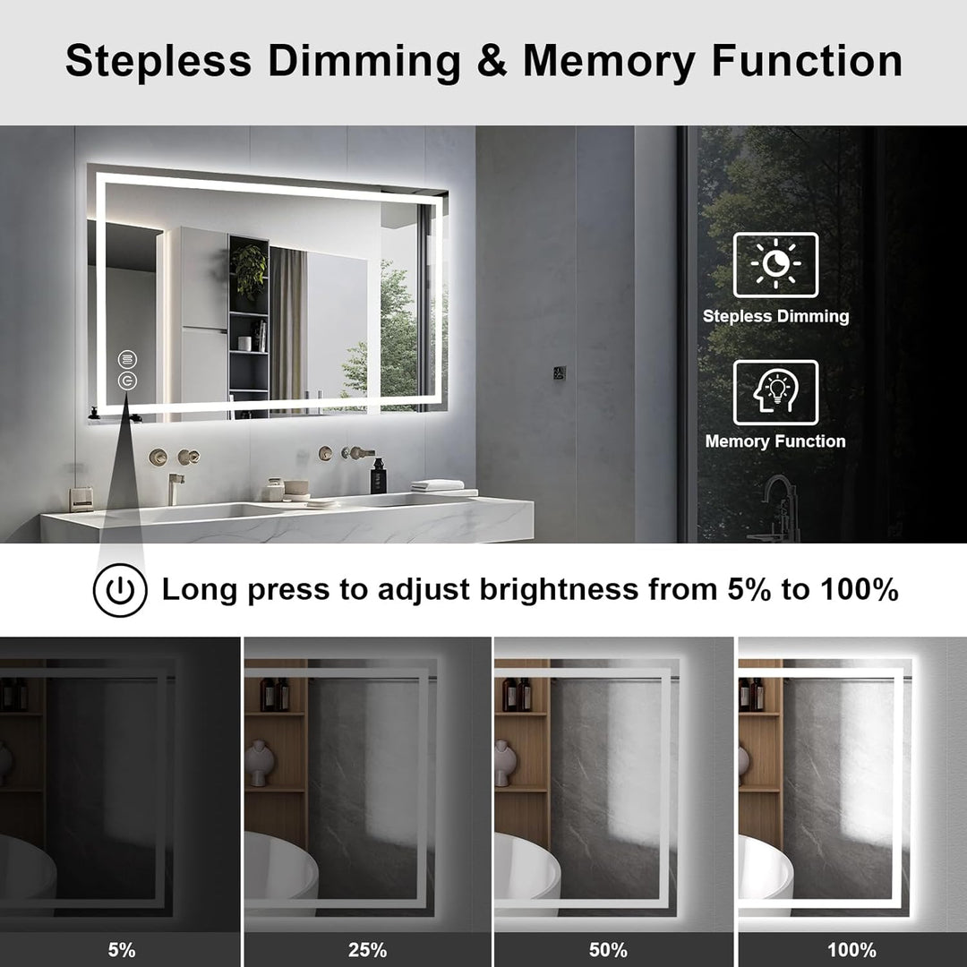 Badezimmerspiegel Wandspiegel LED Badspiegel mit Beleuchtung 80x60cm mit Touch-Schalter Beschlagfrei
