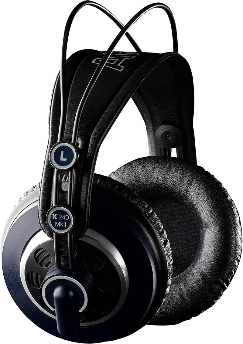 AKG K240 MKII Professioneller halboffener Over-Ear-Studiokopfhörer, selbstjustierender Kopfbügel, Ho