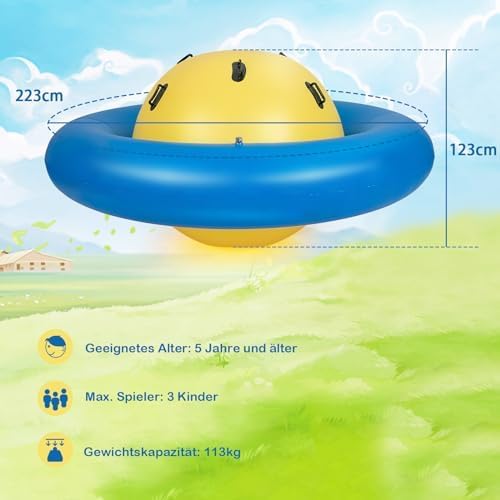 FANTASK Aufblasbare Kuppelwippe für Kinder, 223 cm grosse Kinderwippe zum Rollen, Neigen, Klettern &