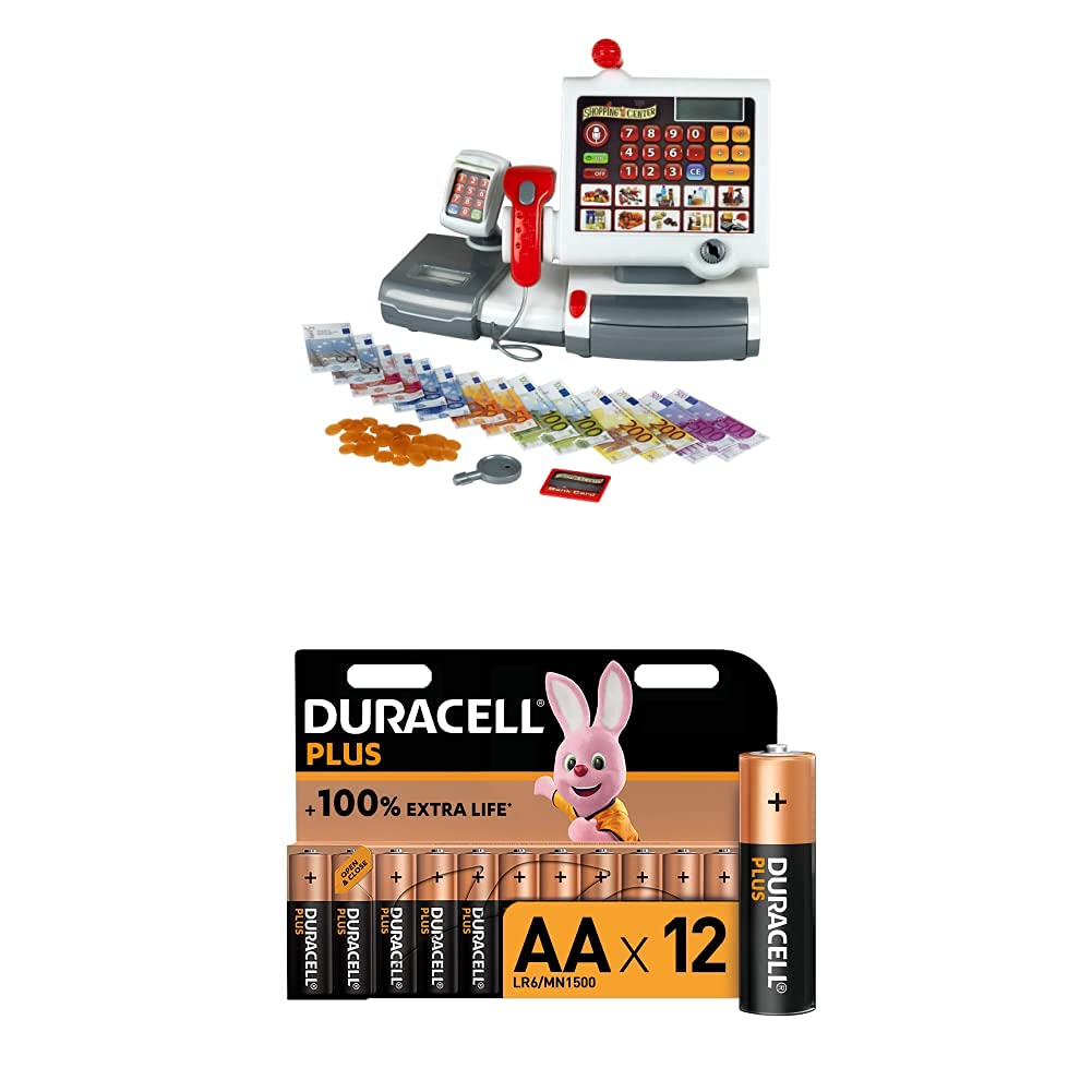Theo Klein 9356 Kasse I Mit Folientastatur, Rechnerfunktion, Bezahlterminal samt Scanner und Waage m