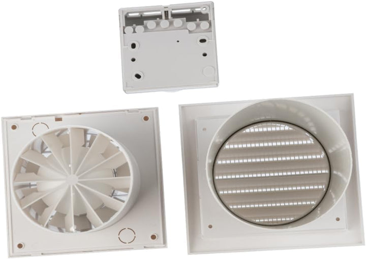 Ø 100mm Wärmeverteiler Lüfter Ventilator Ab- Zuluft Thermostat Wärmelüfter Warmluft Wand, Ø 100mm