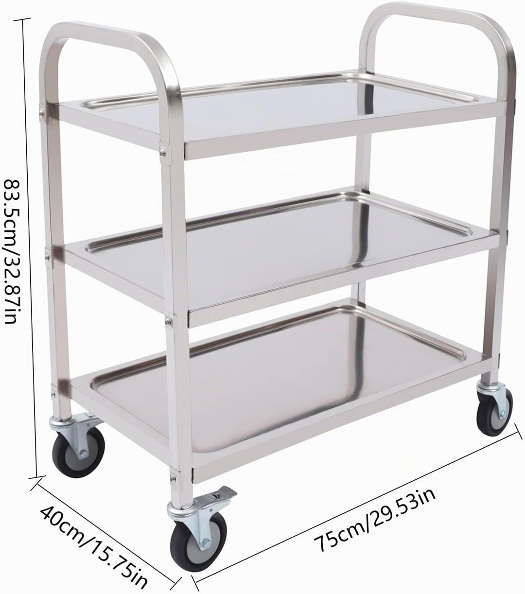 3 Borde Servierwagen, Küchenwagen, Edelstahl Rollwagen, AbräUmwagen, Teewagen Gastro Servierhilfe, T