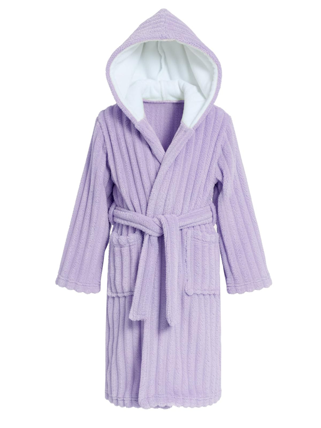 JiAmy Kapuzen Bademantel für Mädchen Flauschiger Fleece Plüsch Langer Schlafmantel Kinder Lila 10-12