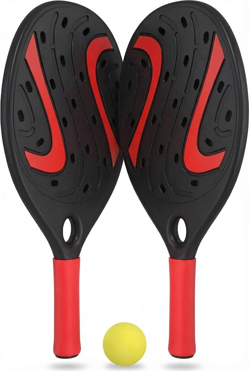Paar Strandschläger Padel Beach Tennis mit weichem Ball Set Schläger aus Holz Meer, Strand, Pool, Me