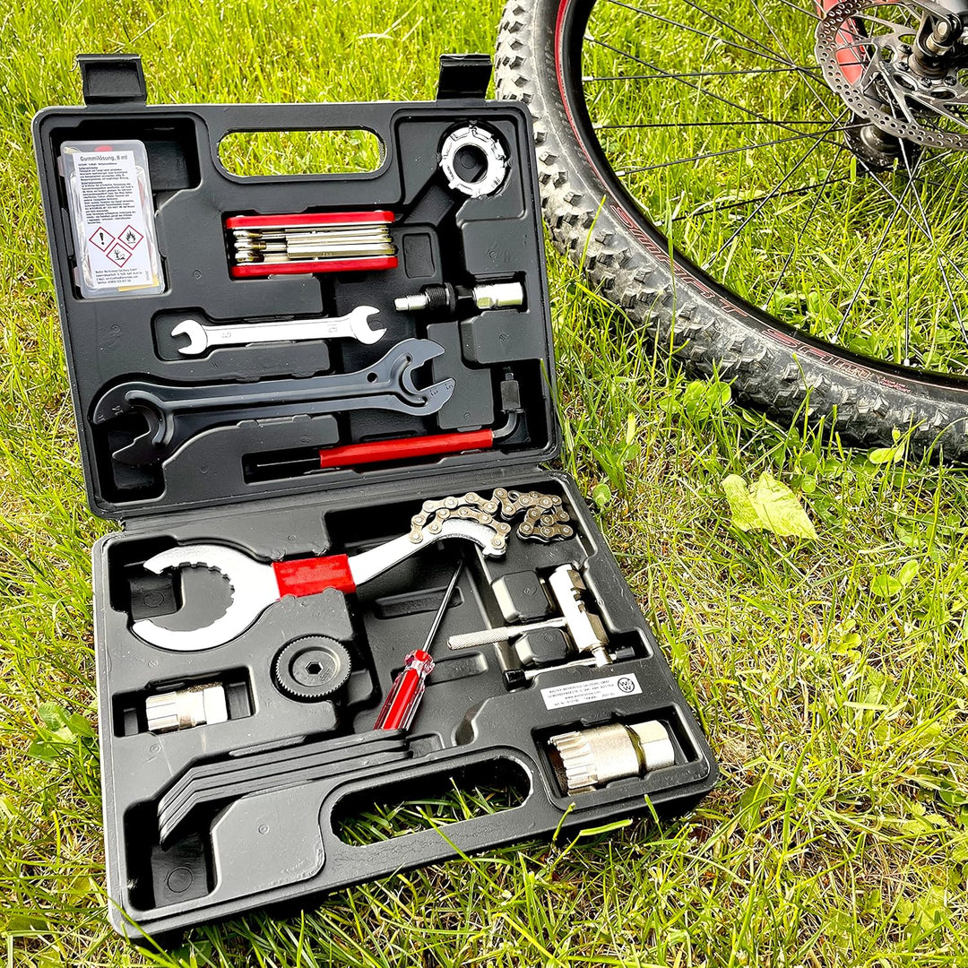 WALTER Fahrrad-Werkzeugkoffer 18- tlg. Fahrrad Werkzeug-Set, hochwertiger Multifunktionskoffer, robu