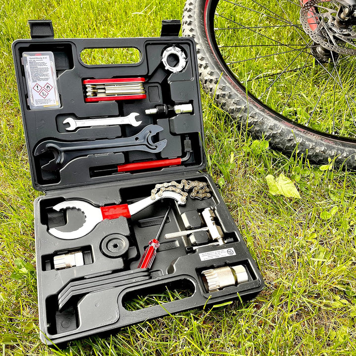 WALTER Fahrrad-Werkzeugkoffer 18- tlg. Fahrrad Werkzeug-Set, hochwertiger Multifunktionskoffer, robu