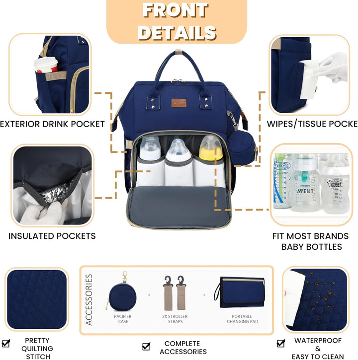 ROSEGIN Wickelrucksack Gross - Baby Wickeltasche Rucksack Wasserdicht & Leicht mit Wickelunterlage,