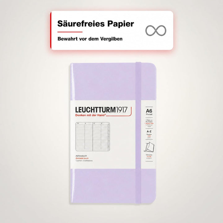 LEUCHTTURM1917 370361 Adressbuch Pocket (A6), Hardcover, Lilac Lilac Pocket (A6), Lilac Pocket (A6)