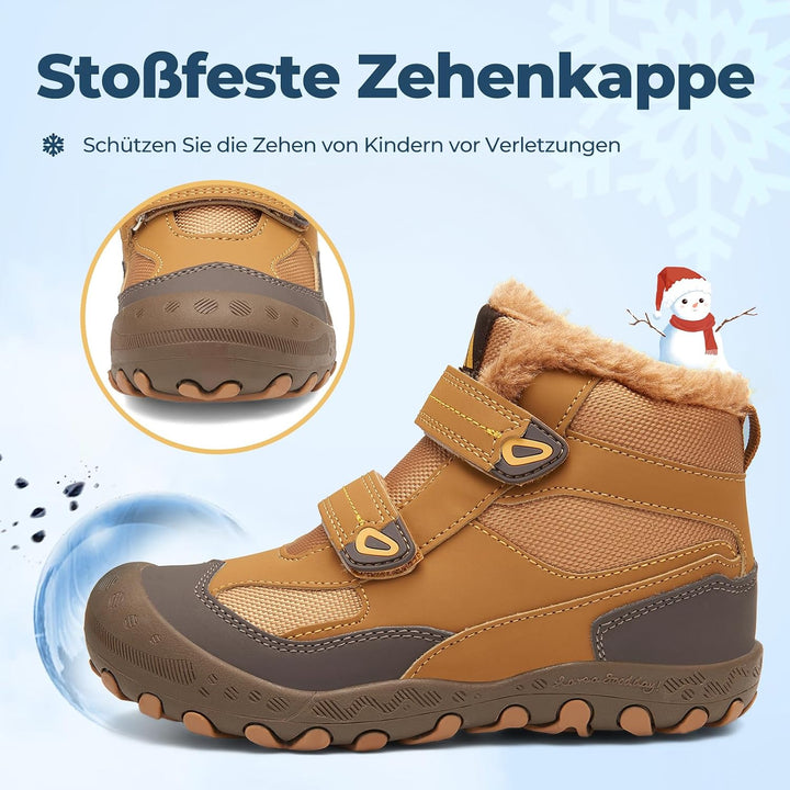 Mishansha Kinder Outdoor Winterschuhe Warm Gefüttert Winterstiefel, Gr.24-38 33 EU Tortilla Braun, 3