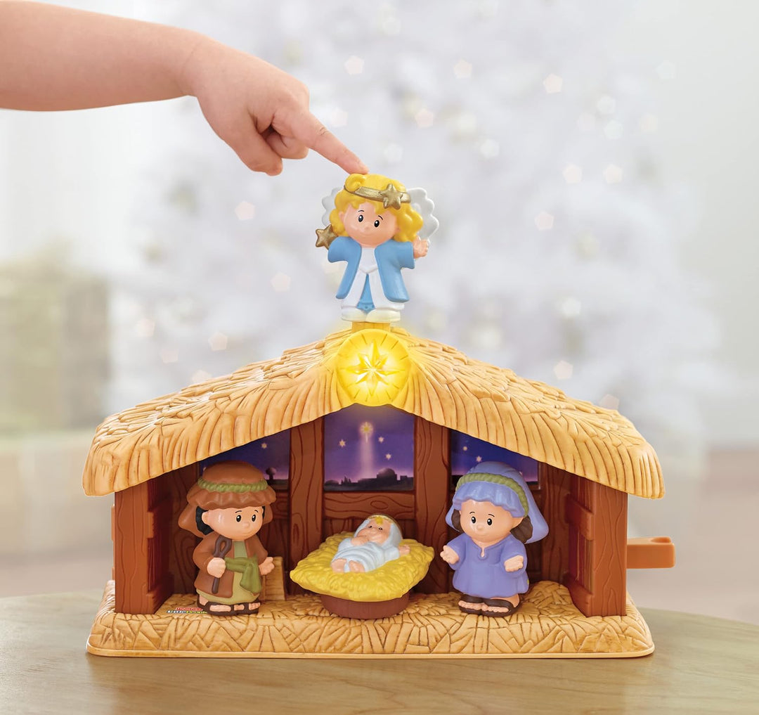Fisher-Price J2404 - Little People Weihnachtskrippe Geschenkset, mit 12 Figuren und 5 Zubehörteilen,