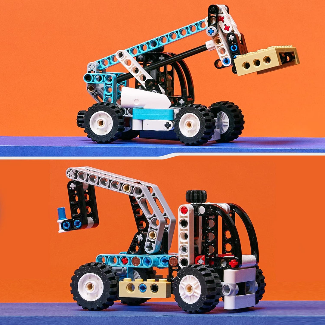 LEGO 42133 Technic 2-in-1 Teleskoplader Gabelstapler und Abschleppwagen Spielzeug, Baufahrzeug für J