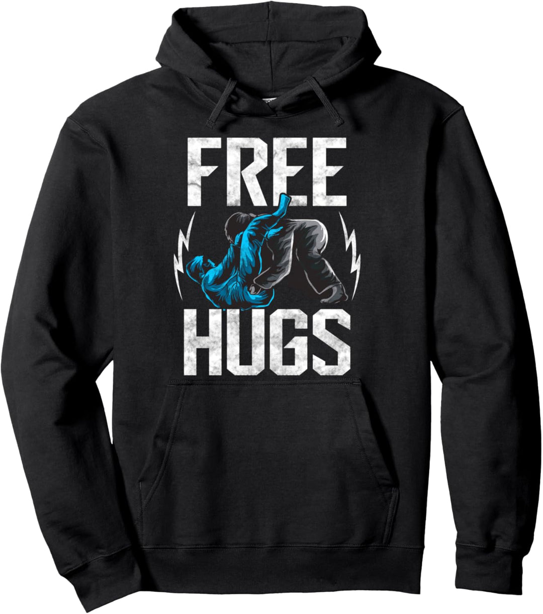 Cute & Funny Free Hugs Jiu Jitsu Pun BJJ Martial Arts Pullover Hoodie