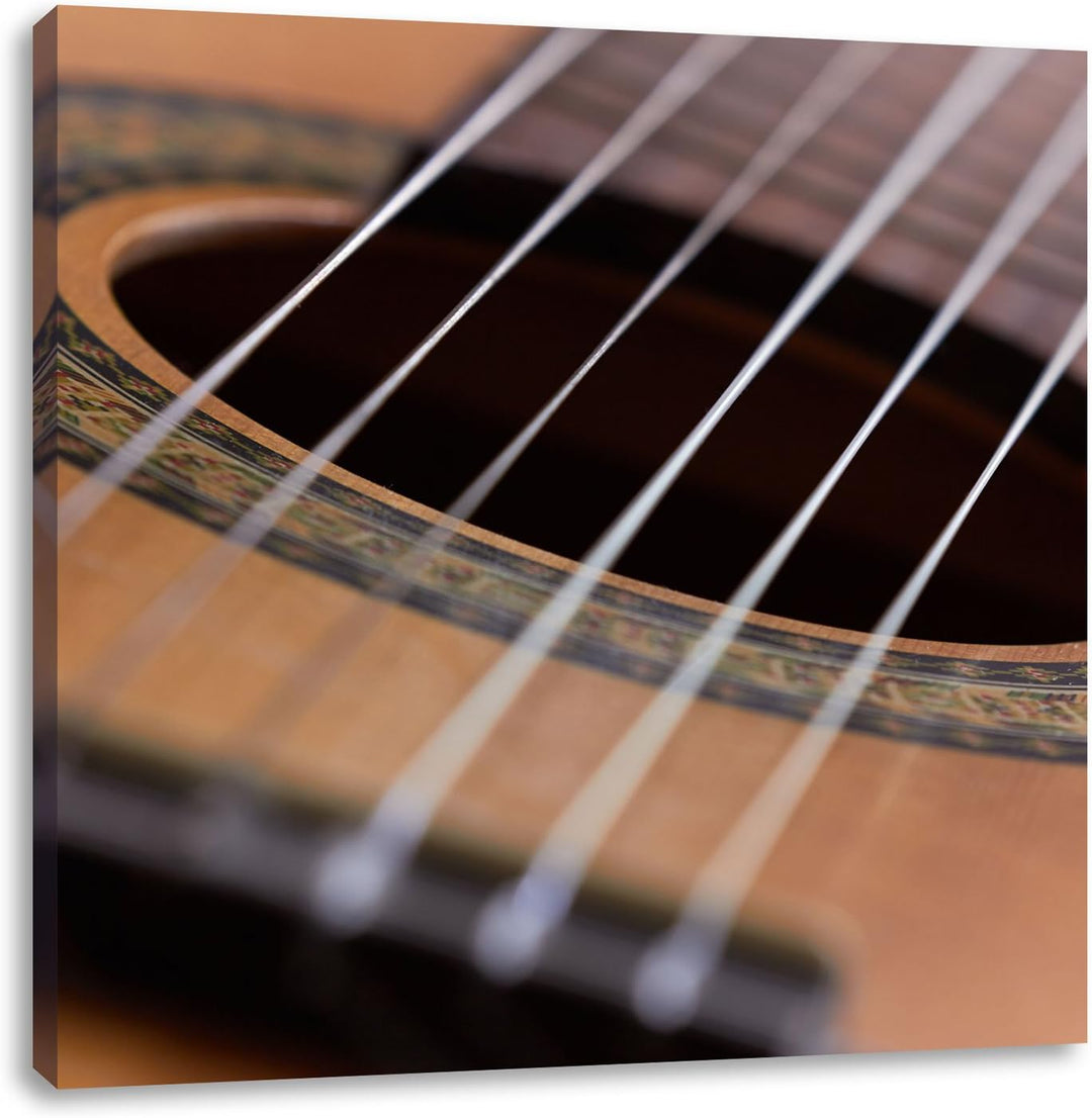 Pixxprint Gitarrensaiten Musik als Leinwandbild/Grösse: 70x70 cm/Wandbild/Kunstdruck/fertig bespannt
