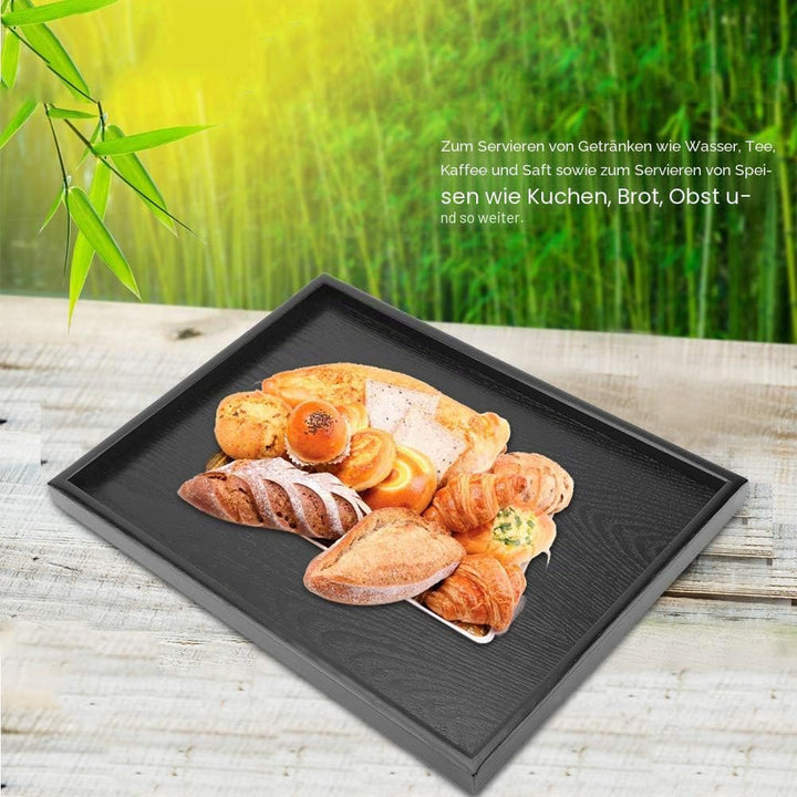 Holz Tee Tablett, schwarzes Rechteck Serviertabletts Kaffee Snack Essen Mahlzeiten Teller zum Frühst