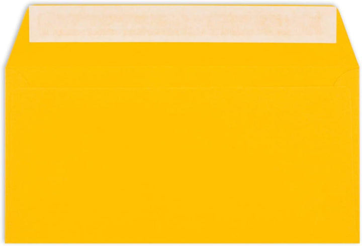 150 Brief-Umschläge DIN Lang - Honiggelb - 110 g/m² - 11 x 22 cm - sehr formstabil - Haftklebung - Q
