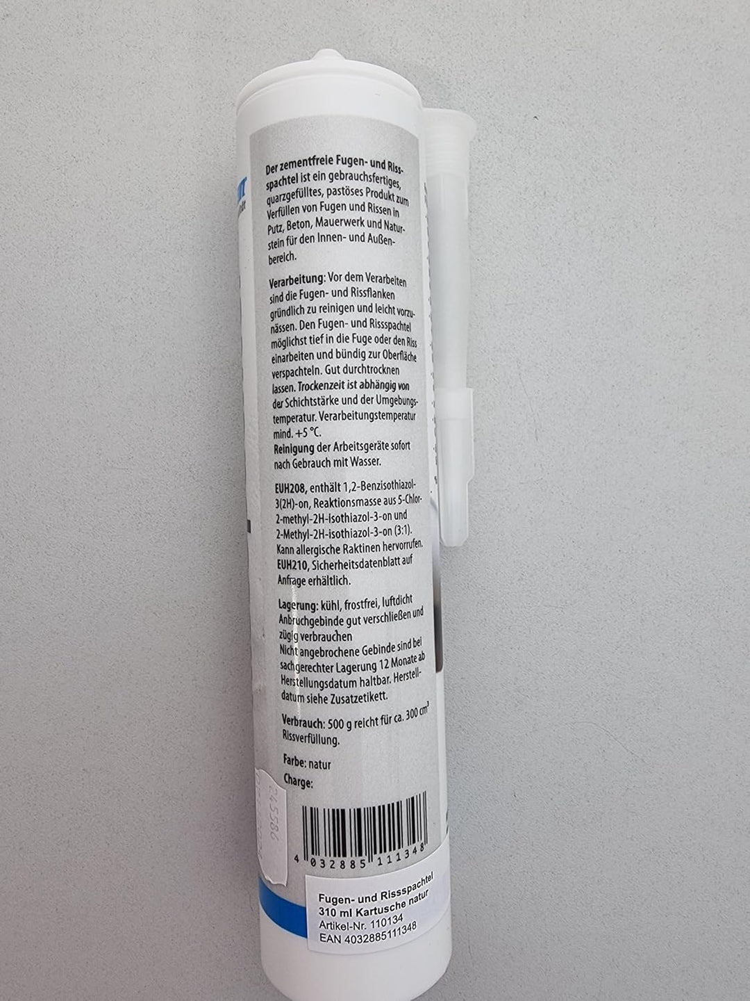 Fugen- und Rissspachtel, Mörtel für Rissverfüllung, gebrauchsfertig in 310 ml Kartusche