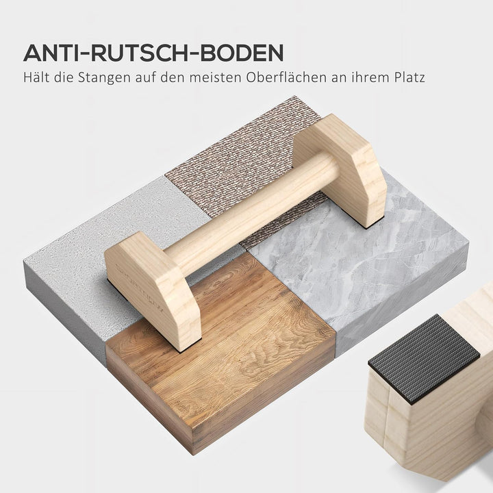 SPORTNOW 2er-Set Liegestützgriffe rutschfest Push Up Griffe aus Holz Parallettes Liegestützen für Mu