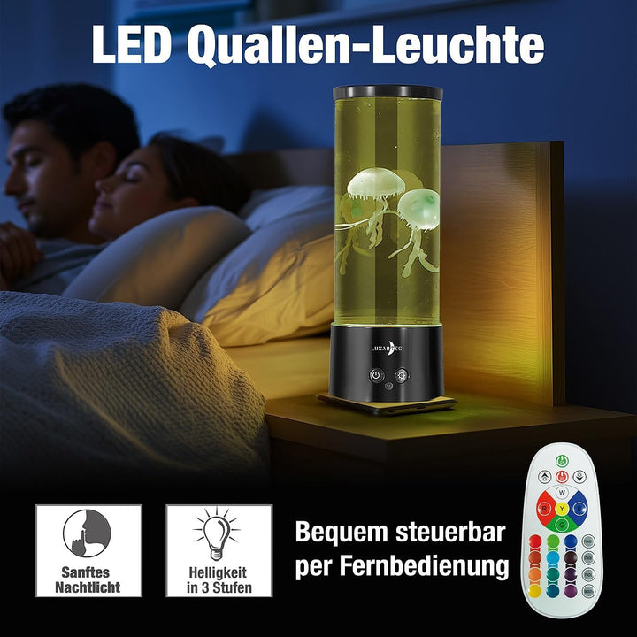 Lunartec Quallenlampe: 2er-Set LED-Quallen-Leuchten, 17 Farben, 4 Modi, 3 Helligkeiten (Quallen Lava