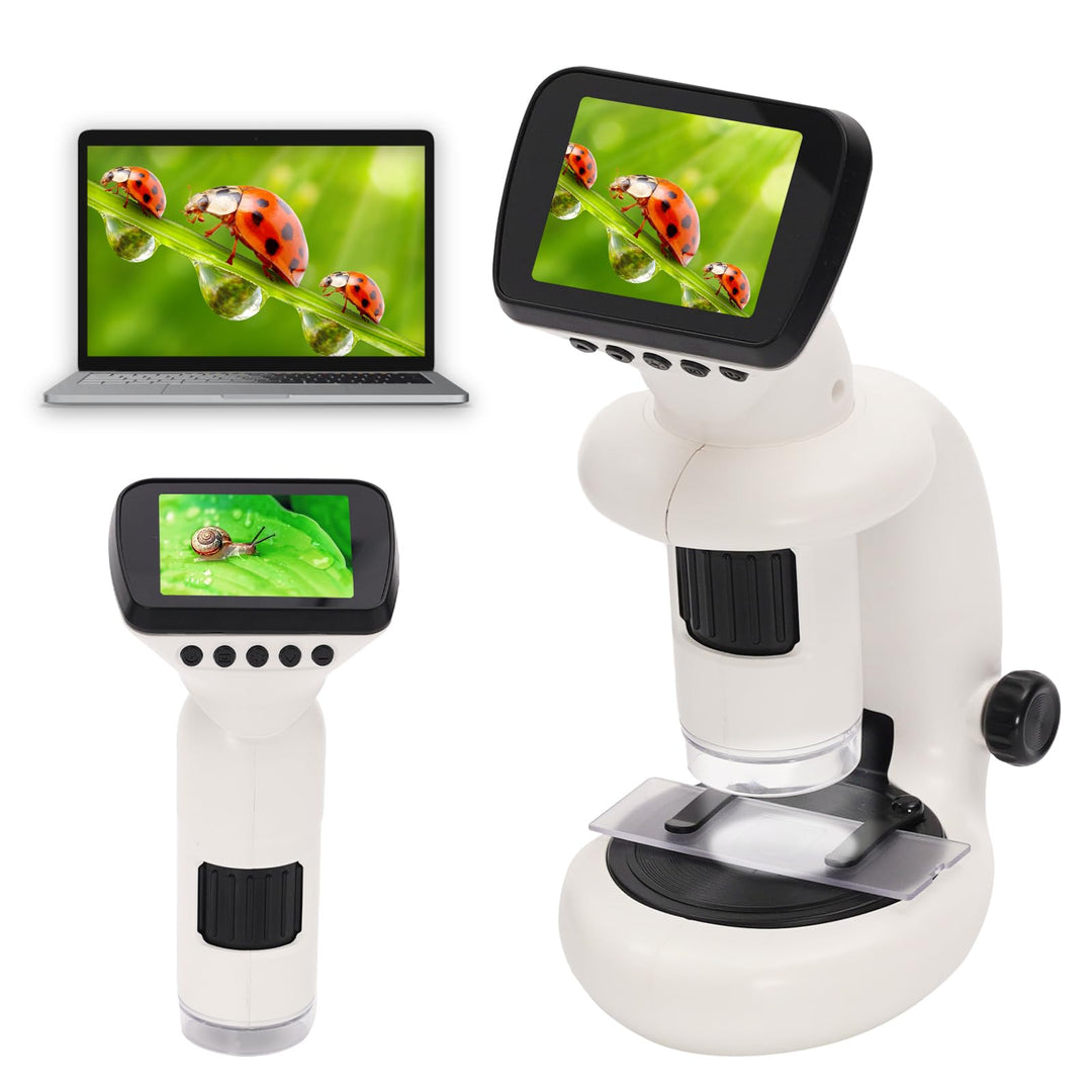 2in1 Mikroskop für Kinder,Tragbares Mikroskop für Kinder mit 2.4 Zoll LCD-Display und 1000X Grosse V
