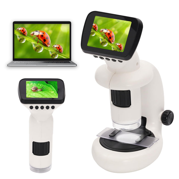 2in1 Mikroskop für Kinder,Tragbares Mikroskop für Kinder mit 2.4 Zoll LCD-Display und 1000X Grosse V