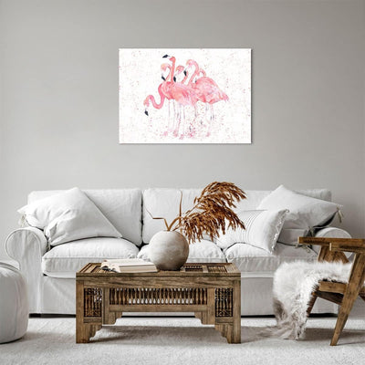 ARTTOR Bilder auf Leinwand Flamingo Vogel Wasser Leinwandbild 70x50cm Wandbilder Dekoration Wohnzimm