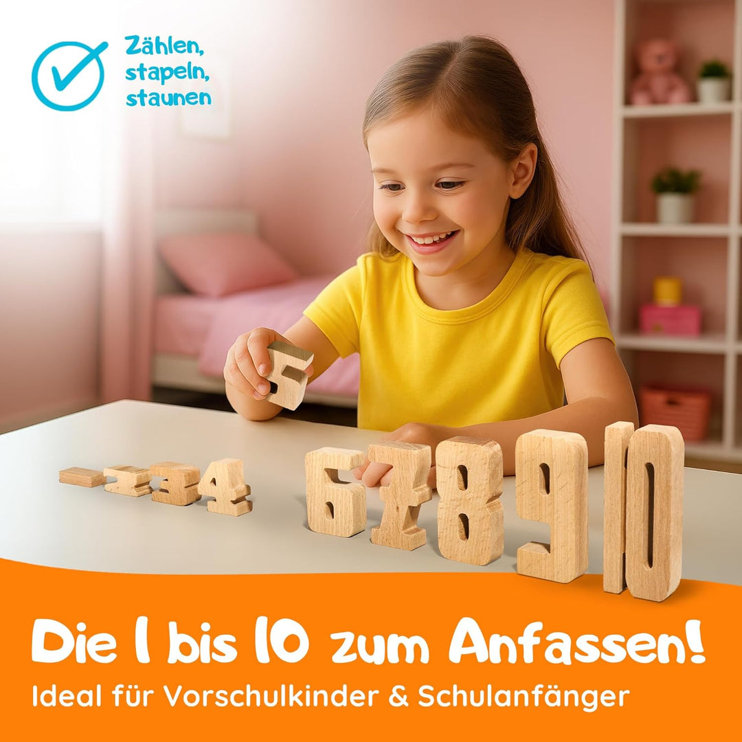 Filapen mathematisches Montessori Spielzeug I 62 Holz Bausteine aus Buche I Pädagogisches Lernspielz