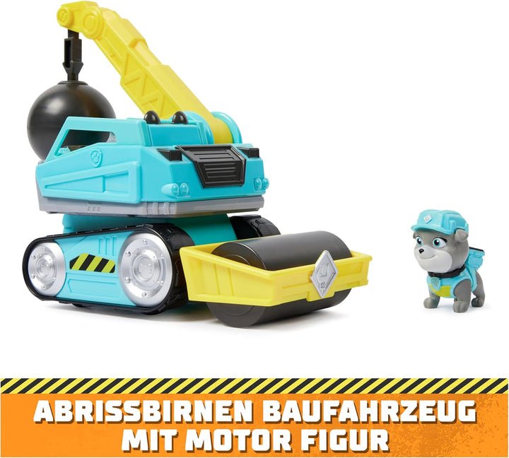 Rubble & Crew - Abrissbirnen-Baufahrzeug mit Motor-Figur (Basis Fahrzeug), Spielzeug für Kinder ab 3