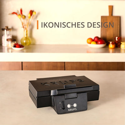 Krups FDK Iconic Sandwichmaker, 850 W, keramikbeschichtete Antihaft-Platten, ikonisches Design, vert