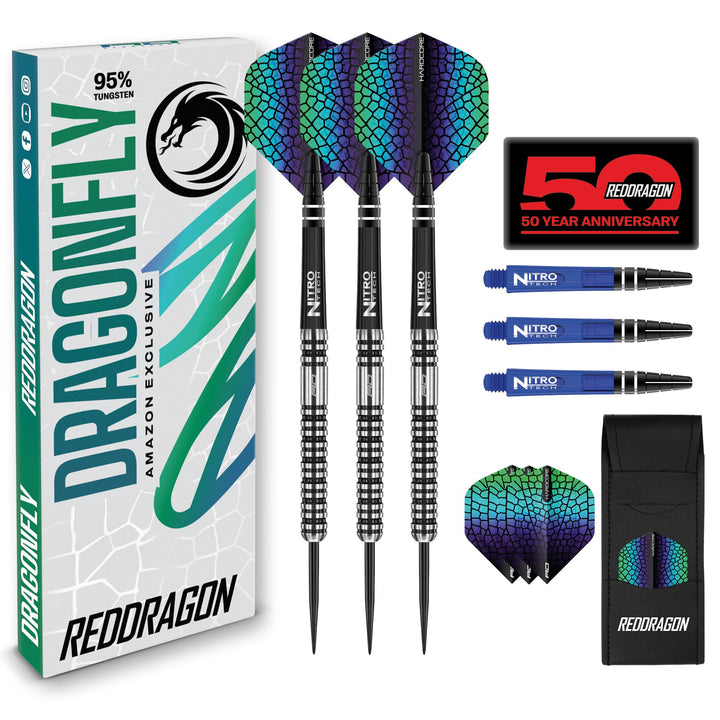 RED DRAGON Dragonfly 3: 20g, 22g oder 24g Tungsten Darts mit Flights und Schäfte, 22G