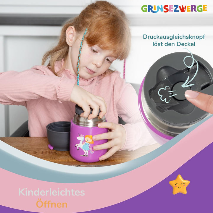 Kinder Thermobecher 500ml für Speisen und Getränke | Edelstahl Thermobehälter für Essen | Warmhalteb