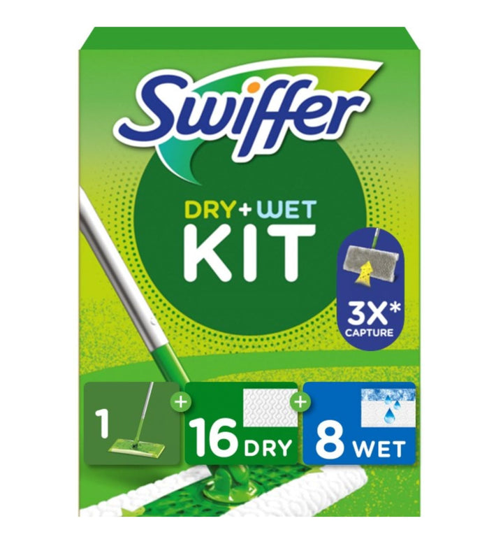Swiffer Bodenwischer Wet & Dry Starter-Kit Mit Trockenen Und Feuchten Bodentüchern Zum Reinigen Von