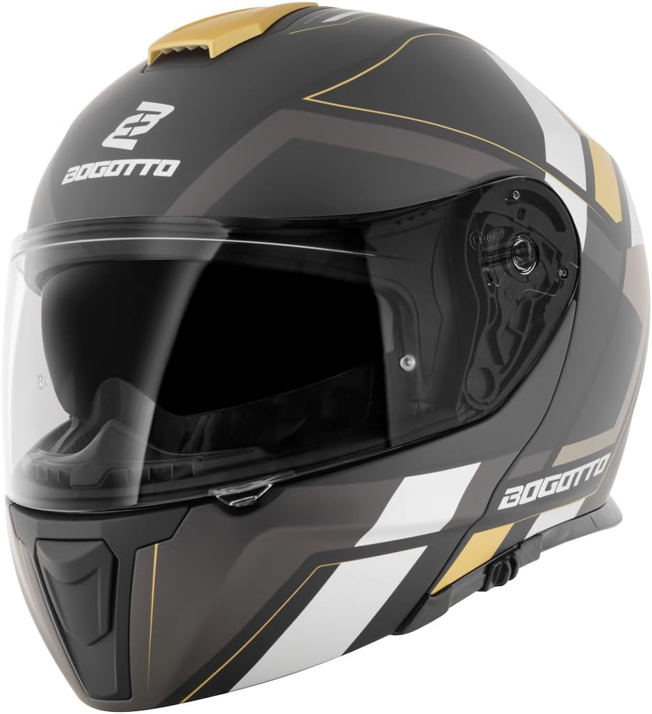 Bogotto FF403 Murata Klapphelm (Black/Gold,S (55/56)) S (55/56) Schwarz/Gold, S (55/56) Schwarz/Gold