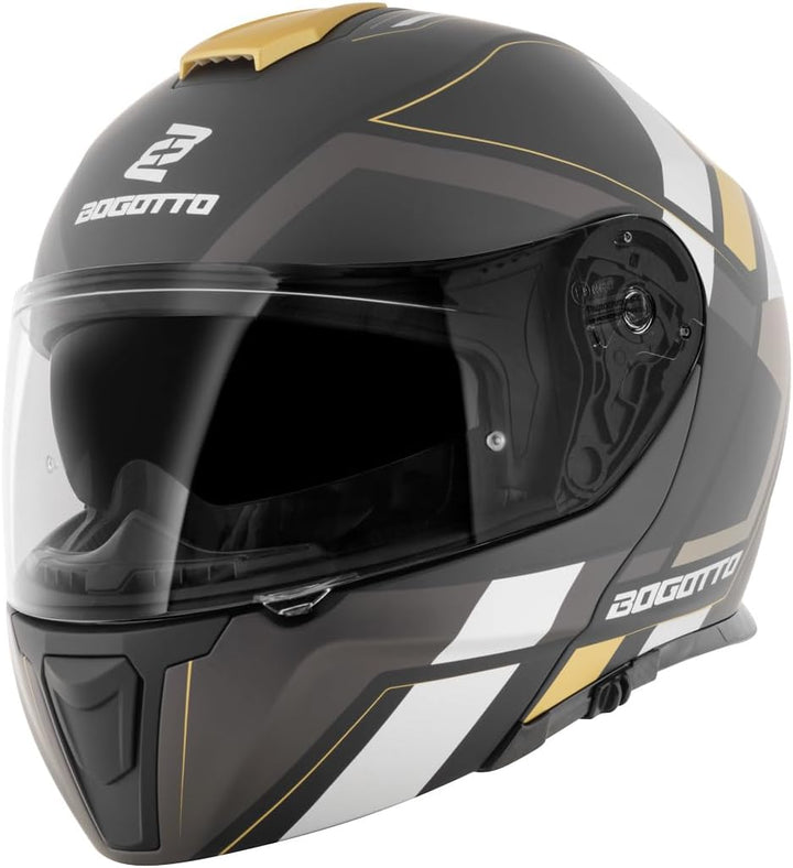 Bogotto FF403 Murata Klapphelm (Black/Gold,S (55/56)) S (55/56) Schwarz/Gold, S (55/56) Schwarz/Gold