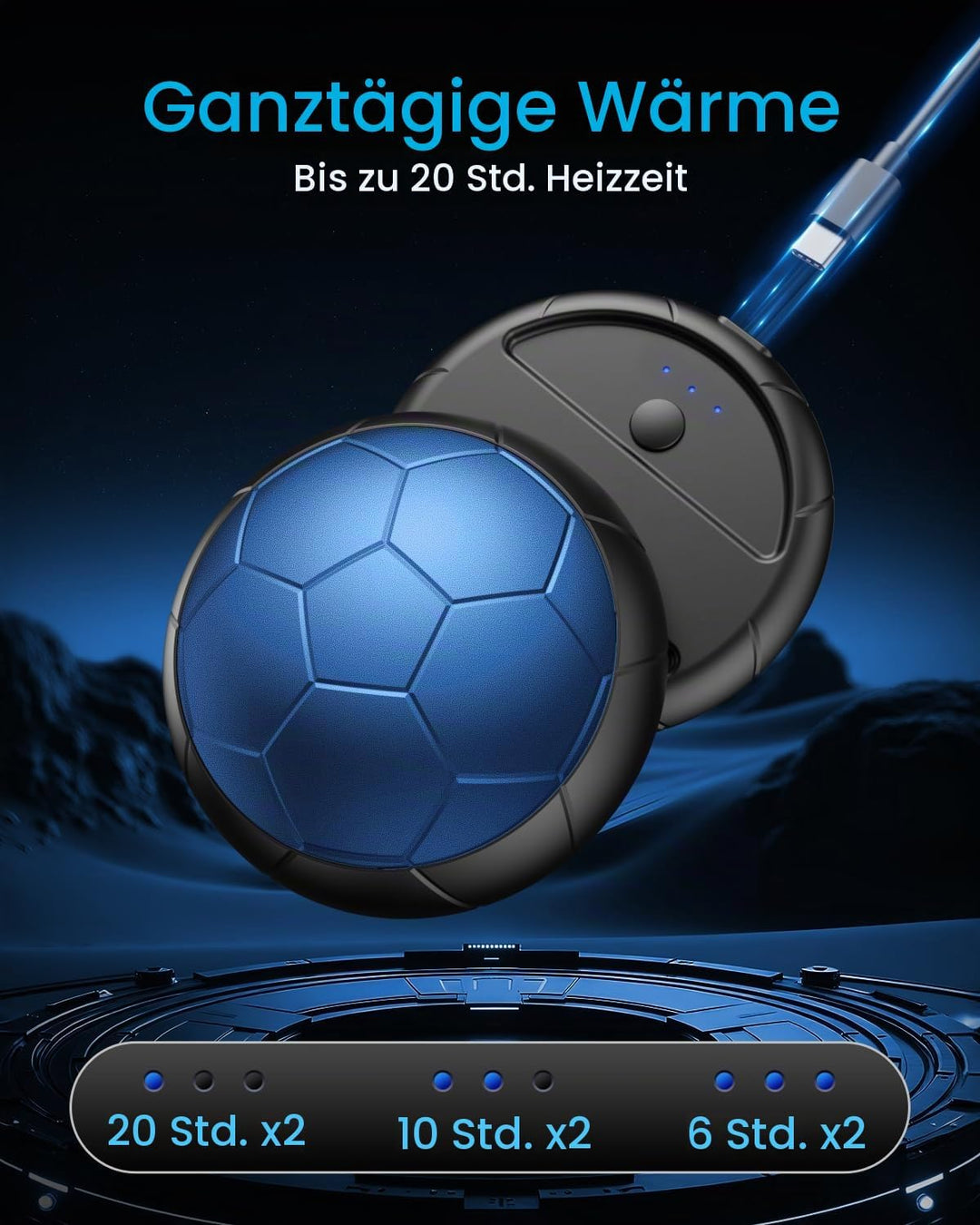 2er Set Handwärmer Elektrisch | Magnetische Taschenwärmer Wiederverwendbar mit 3 Heizmodi &amp; 20 Stund