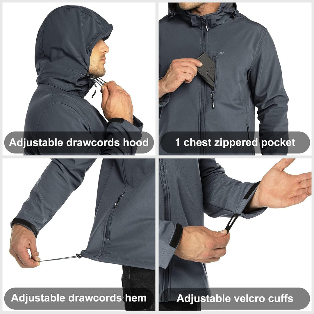 33,000ft Softshelljacke für Herren Wasserdicht Winterjacke Winddicht Warme Fleece Gefüttert Windbrea