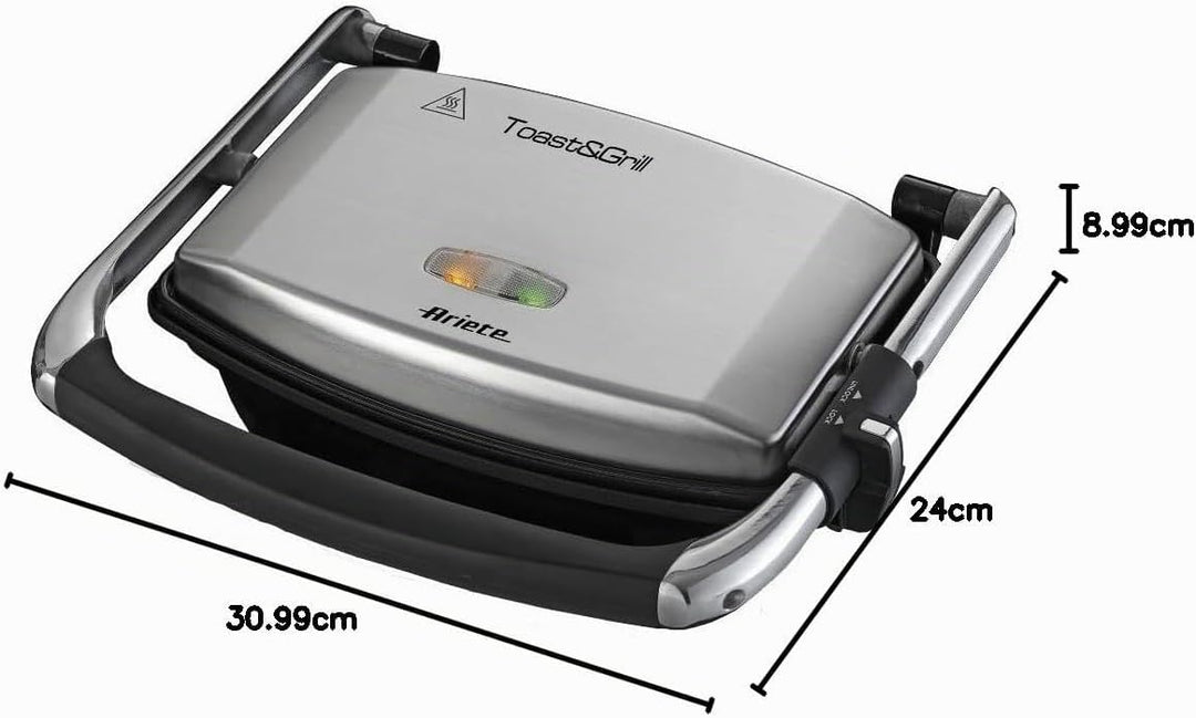 Ariete 1911 Toast &amp; Grill Slim - Antihaft-Elektroplatte für Toast und Sandwich - gerippte Platte - 1