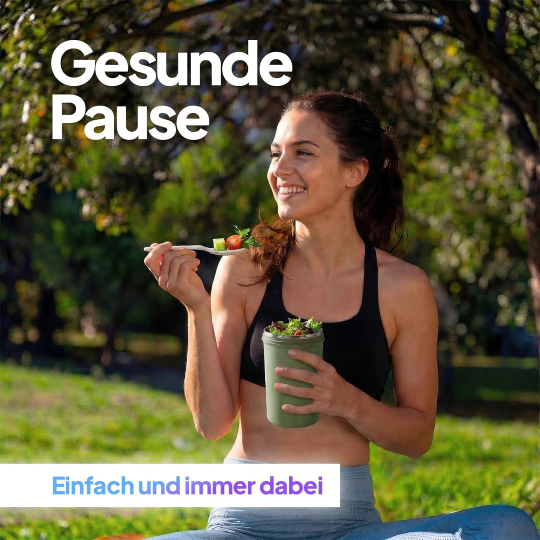 Müslibecher, auslaufsicherer Joghurtbecher to go mit Löffel, für Müsli, Joghurt, Frühstücksbecher au