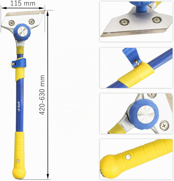 S&amp;R Universal-Schaber TELESKOP 420 mm - 630 mm, verstellbare Kopf-Ausrichtung, scharfe und präzise S