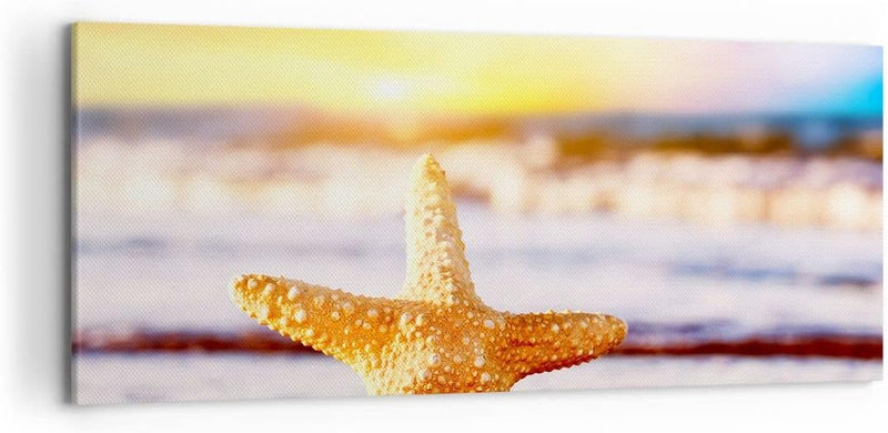 Wandbilder Dekoration Wohnzimmer Starfish Strand Sand Ozean Panorama Bilder auf Leinwand 120x50cm Le