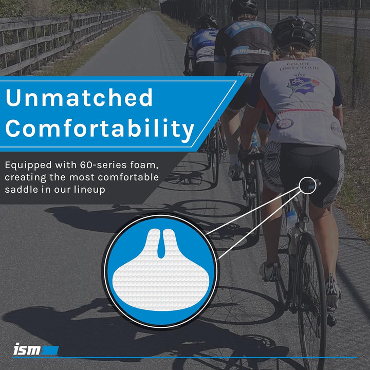 ISM Comfort Series Noseless Bike Saddle for Upright Riders - Anatomic Relief Bicycle Saddle for Hybr