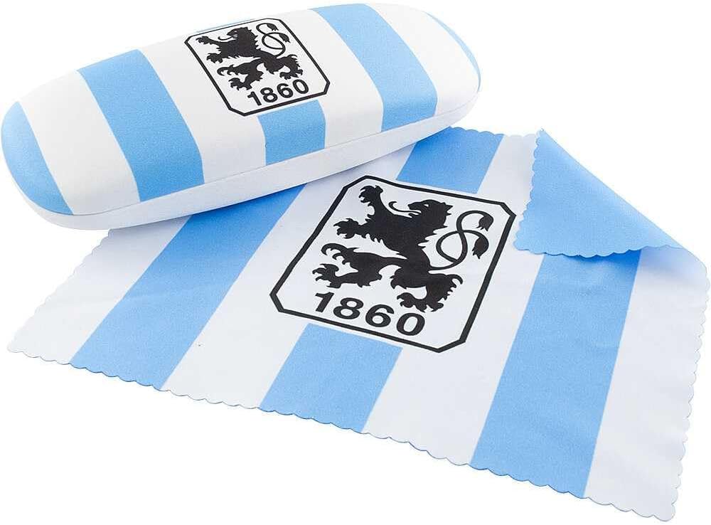 TSV 1860 München Brillenetui weiss/blau mit Putztuch Hartschale Etui - Plus Lesezeichen Wir lieben F